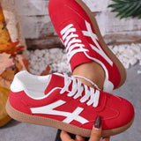 Alayah Faux Suede Contrast Patchwork Detail Lace Up Flat Sneakers
