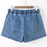 Monroe Blue Drawstring High Waist Casual Denim Shorts