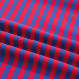 Stay Awhile Set Stripe Striped Ribbed Cotton Two-Piece Short Set with Chest Patch Detail - Red