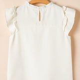 Clover Ruffle Trim Waffle Textured Blouse