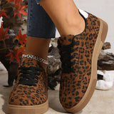 Coffee Leopard Print Contrast Heel Tab Sneaker