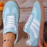 Joy Faux Suede PU Leather Color Block Patchwork Lace-up Shoes