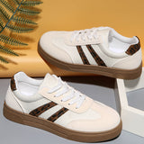 White Textured Woven Leopard Patchwork Flat Sneakers