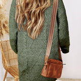 Cable Knit Drop Shoulder Loose Fit Sweater Dress