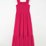 Raya Plaid Square Neck Fit-and-flared Vacation Sundress