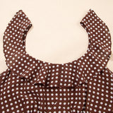 Irene Coffee Polka Dot Print Backless Ruffled Tiered Maxi Dress