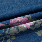 Monroe Floral Print Tie Elastic Waist Wide Leg Jeans