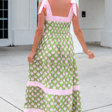 Lily Detail Knot Straps Maxi Dress - Green