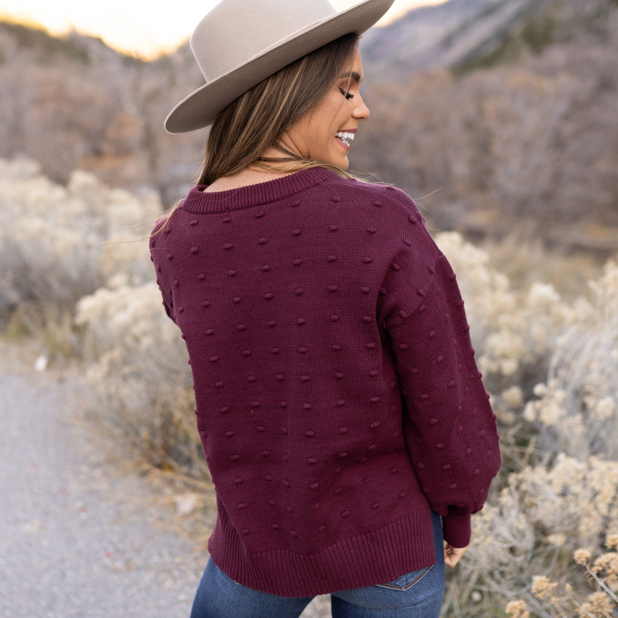 Parker Womens size Medium sweater hotsell burgundy distressed long sleeve M