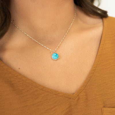 Elongated Round Kingman Turquoise Necklace