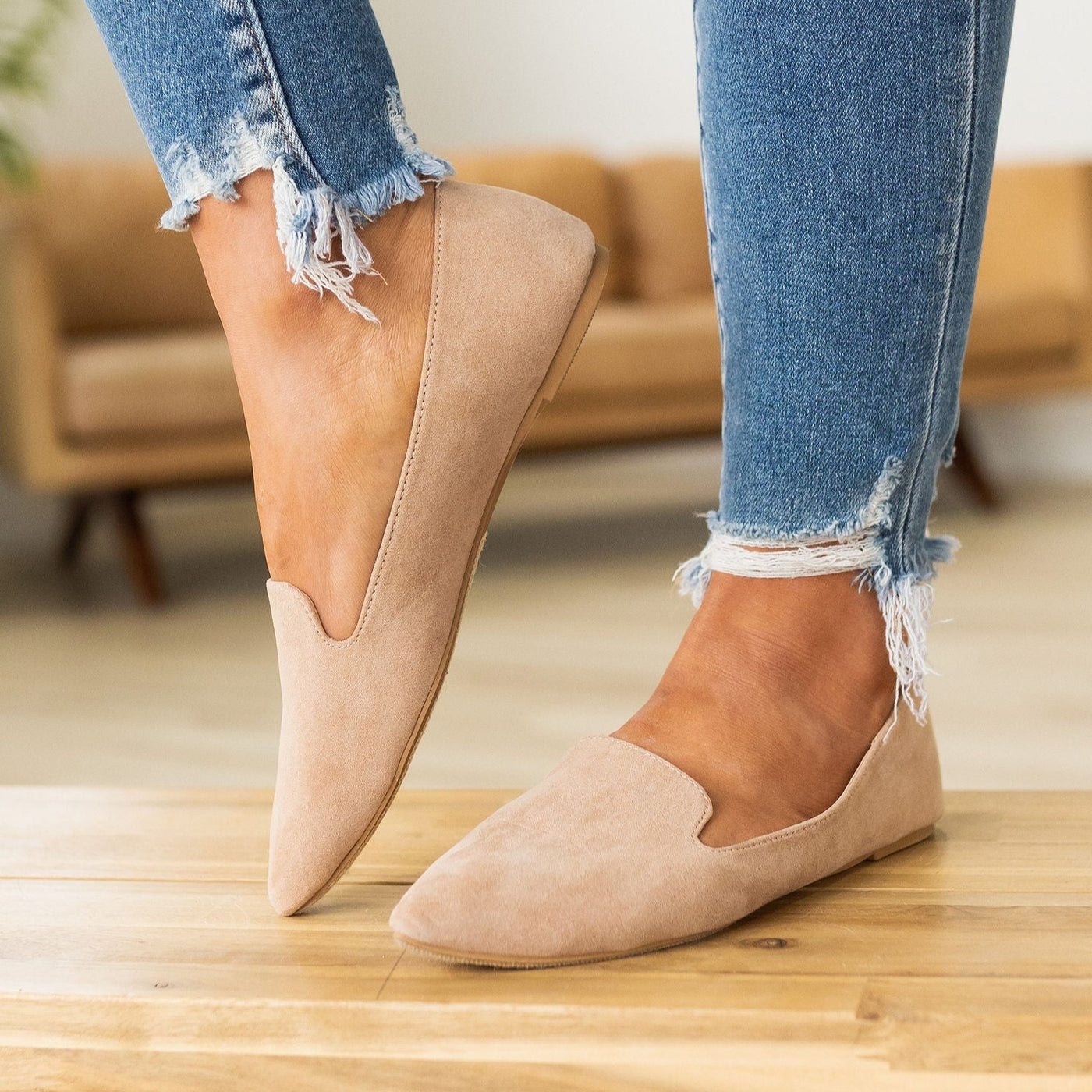 Olivia Flats - Taupe Suede