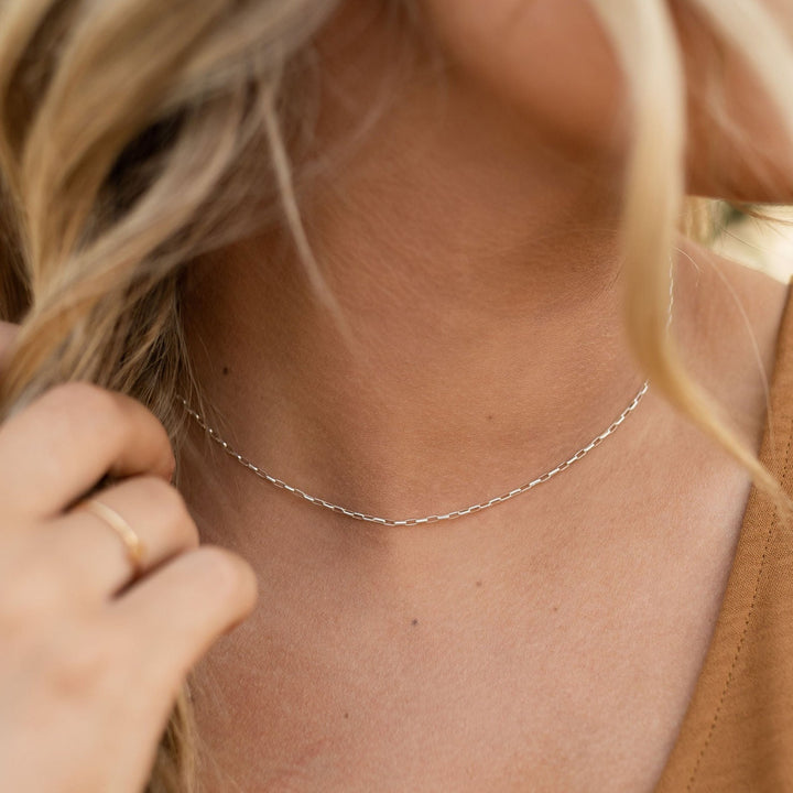 Delicate Elongated Oval Necklace